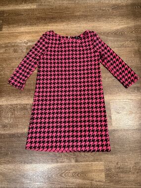H&M Pink and Black Houndstooth Mini Dress